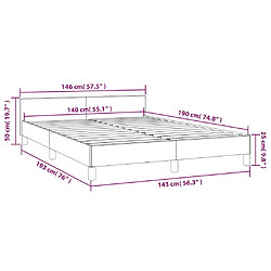 vidaXL Cadre de lit avec tête de lit sans matelas blanc 140x190 cm pas cher