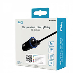 Acheter Jaym aym - Pack Chargeur Voiture 2 PORT USB 12W + Câble Lightning 1 mètre Compatible Lightning MFI Noir