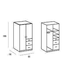 Avis Inside 75 Armoire COOPER 2 portes 3 tiroirs largeur 91 laqué blanc