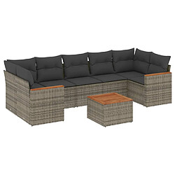 vidaXL Salon de jardin 8 pcs avec coussins gris résine tressée