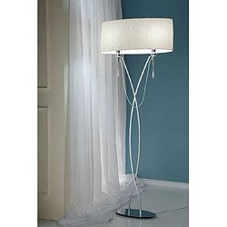 Luminaire Center Lampadaire Lucca 2 Ampoules E27, chrome poli avec Abat jour blanc & cristal transaparent