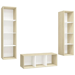 Maison Chic Ensemble de meubles TV 3 pcs pour salon - Blanc et chêne sonoma Aggloméré -MN24902