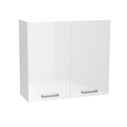 Pegane Meuble haut de cuisine avec 2 portes coloris blanc - longueur 80 x profondeur 28 x hauteur 72 cm