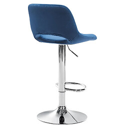 Avis Decoshop26 Tabouret de bar chaise haute x1 avec repose-pieds en velours bleu piètement métallique chromé 10_0004591