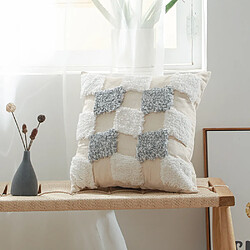 ICONIK INTERIOR Coussin carré en coton style Boho Bali (45x45 cm) coussin + rembourrage - Varouna Gris