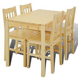 vidaXL Table de salle à manger en bois avec 4 chaises Naturel