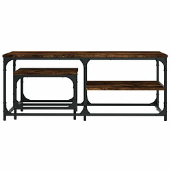 Acheter Maison Chic Lot de 2 Tables basses gigognes,Table Console chêne fumé bois d'ingénierie -MN53004