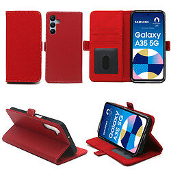 Xeptio Housse rouge pour Samsung Galaxy A35 5G Etui de Protection Portefeuille à Rabat avec Porte Cartes