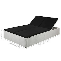 Acheter vidaXL Chaise longue avec coussin Résine tressée Noir