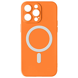 Avizar Coque Magsafe pour iPhone 15 Pro Max Silicone Soft-touch Mag Cover Orange