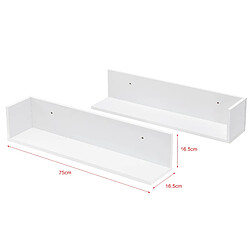 Helloshop26 Lot de 2 étagères murales stylées set d'étagères flottantes design capacité de charge 8 kg 75 cm blanc 03_0005755