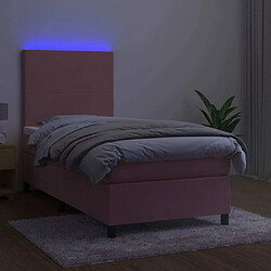 Avis Maison Chic Lit adulte- Lit + matelas,Sommier à lattes de lit et matelas et LED Rose 80x200cm Velours -GKD58610