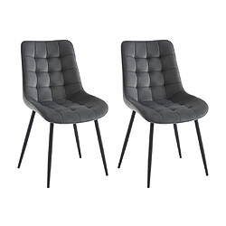 Vente-Unique Lot de 2 chaises matelassées - Velours et métal noir - Gris - OLLUA