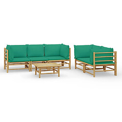 Maison Chic Salon de jardin 6 pcs + coussins - Mobilier/Meubles de jardin - Table et chaises d'extérieur vert bambou -MN60214