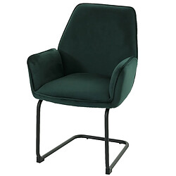 Decoshop26 Chaise de salle à manger avec accoudoirs assise en tissu vert 04_0006298