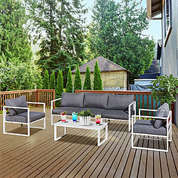 Mes Salon de jardin en aluminium 5 places + table basse rectangle