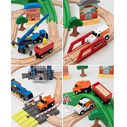 Avis Train en bois Piste de Voiture Jouet Ensemble Route Jouets Éducatifs Jouets Filles et Garçons Enfants Cadeau, facile-à-construire, Les Enfants Peuvent