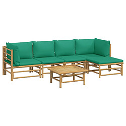 Avis Maison Chic Salon de jardin 6 pcs + coussins - Mobilier/Meubles de jardin - Table et chaises d'extérieur vert bambou -MN48580