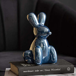 Pt' Statue en céramique Balloon Bunny bleu foncé.