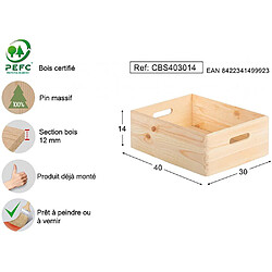 Avis Astigarraga Caisse en bois de rangement 40 x 30 x 14 cm.