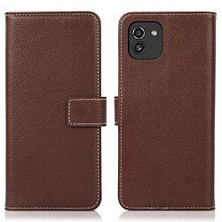 Etui en PU texture litchi marron pour votre Samsung Galaxy A03 (EU Version) (166.5 x 75.98 x 9.14mm)