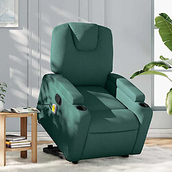 vidaXL Fauteuil inclinable de massage Vert foncé Tissu