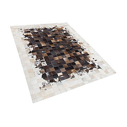 Beliani Tapis en cuir 160 x 230 marron/beige OKCULU