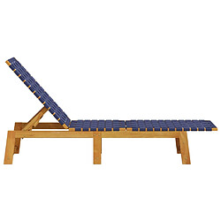 Avis vidaXL Chaises longues bleu foncé bois d'acacia solide et tissu