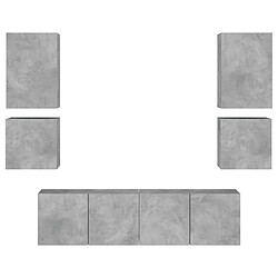 Acheter vidaXL Unités murales TV 6 pcs gris béton bois d'ingénierie