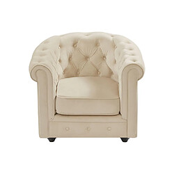 Vente-Unique Fauteuil en velours beige CHESTERFIELD