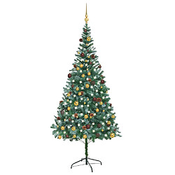 vidaXL Arbre de Noël artificiel pré-éclairé/boules pommes de pin 210cm