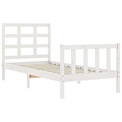 Maison Chic Lit adulte - Cadre Structure de lit avec tête de lit Contemporain blanc 90x200 cm bois massif -MN63966 pas cher