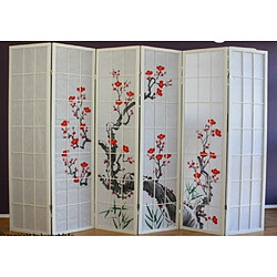 Decoshop26 Paravent 6 panneaux japonais en bois blanc 264x175 cm PAR06019