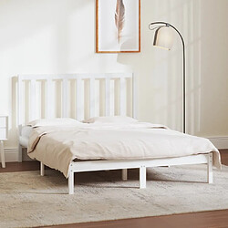 Maison Chic Lit Moderne Chambre - Cadre/structure de lit pour adulte Blanc Bois de pin massif 140x190 cm -MN31118