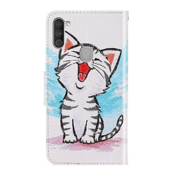 Etui en PU impression de motifs chat heureux pour votre Samsung Galaxy M11