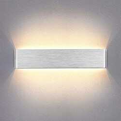 Stoex 14W LED Applique Murale Interieur 40cm Lampe Murale Blanc Chaud , Design Simple Argent Gris Brossé pour Chambre Salon Salle de Bain