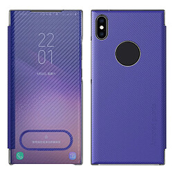 Coque en TPU antichoc, texture en fibre de carbone avec support translucide bleu pour votre Apple iPhone XS Max 6.5 pouces