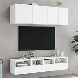 Avis vidaXL Meuble TV mural blanc 40x30x30 cm bois d'ingénierie