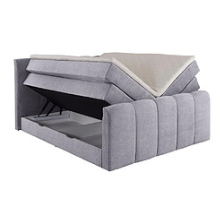 Vente-Unique Ensemble complet boxspring tête de lit capitonnée + sommiers coffre + matelas + surmatelas - 160 x 200 cm - Tissu - Gris clair - VERONE II de PALACIO pas cher