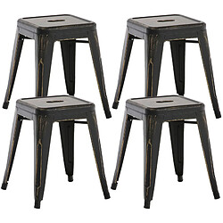 Decoshop26 Lot de 4 tabourets design industriel hauteur 46 cm empilable en métal noir-doré 10_0004520