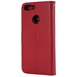 Avis Wewoo Housse Coque Pour Huawei P Smart / Enjoy 7s Étui de protection à rabat horizontal de couleur unie avec support et fentes cartes et portefeuille et cadre photo et lanière rouge