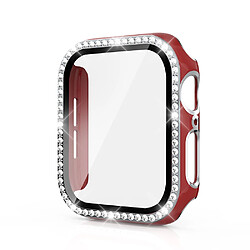 Coque en TPU Cadre en cristal de galvanoplastie rouge/argent pour votre Apple Watch 4/5/6/SE 40mm