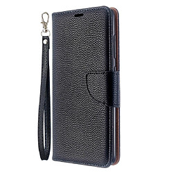 Wewoo Housse Coque Pour Galaxy A51 Litchi Texture Pure Color Horizontal Flip PU en cuir avec support et fentes cartes et portefeuille et lanière noir