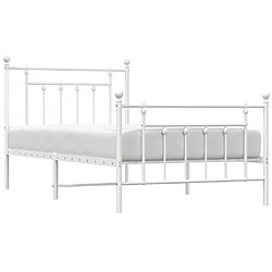 Acheter Maison Chic Lit adulte - Lit simple Cadre de lit métal avec tête de lit/pied de lit,Structure du lit Contemporain pour chambre blanc 100x190cm -MN53394