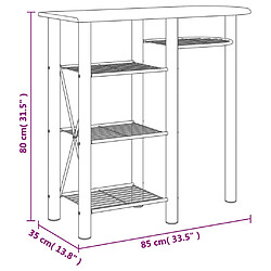 vidaXL Ensemble de bar 3 pcs gris et marron bois d'ingénierie et fer pas cher