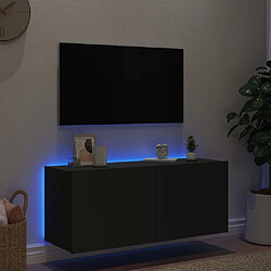 Avis vidaXL Meuble TV mural avec lumières LED noir 100x35x41 cm