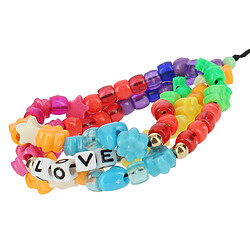 Avizar Bijou Téléphone Bracelet Fleurs et Love 65cm Collection Lovely Multicolore