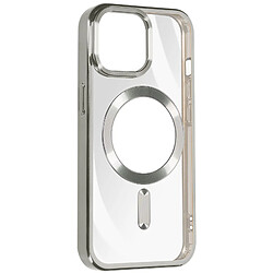 Avizar Coque MagSafe pour iPhone 15 Pro Max Silicone Protection Caméra Chromé Argent