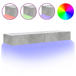 vidaXL Meubles TV avec lumières LED 2 pcs gris béton 60x35x15,5 cm