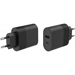 Double Chargeur maison USB A+C PD 32W (12+20W) Power Delivery Noir Bigben